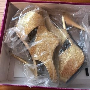 Gold glitter heels
